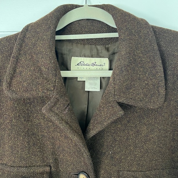Vintage Eddie Bauer Wool Tweed Field Jacket Coat Women’s L USA Made Brown Cargo - Picture 6 of 12